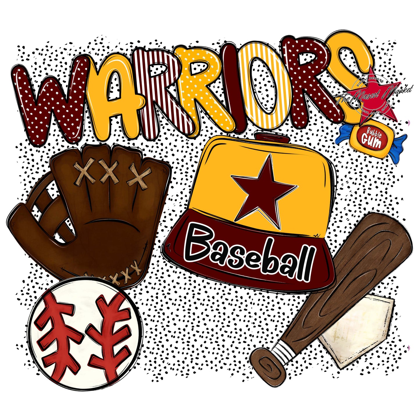 Warriors Baseball Spirit-Maroon & Yellow