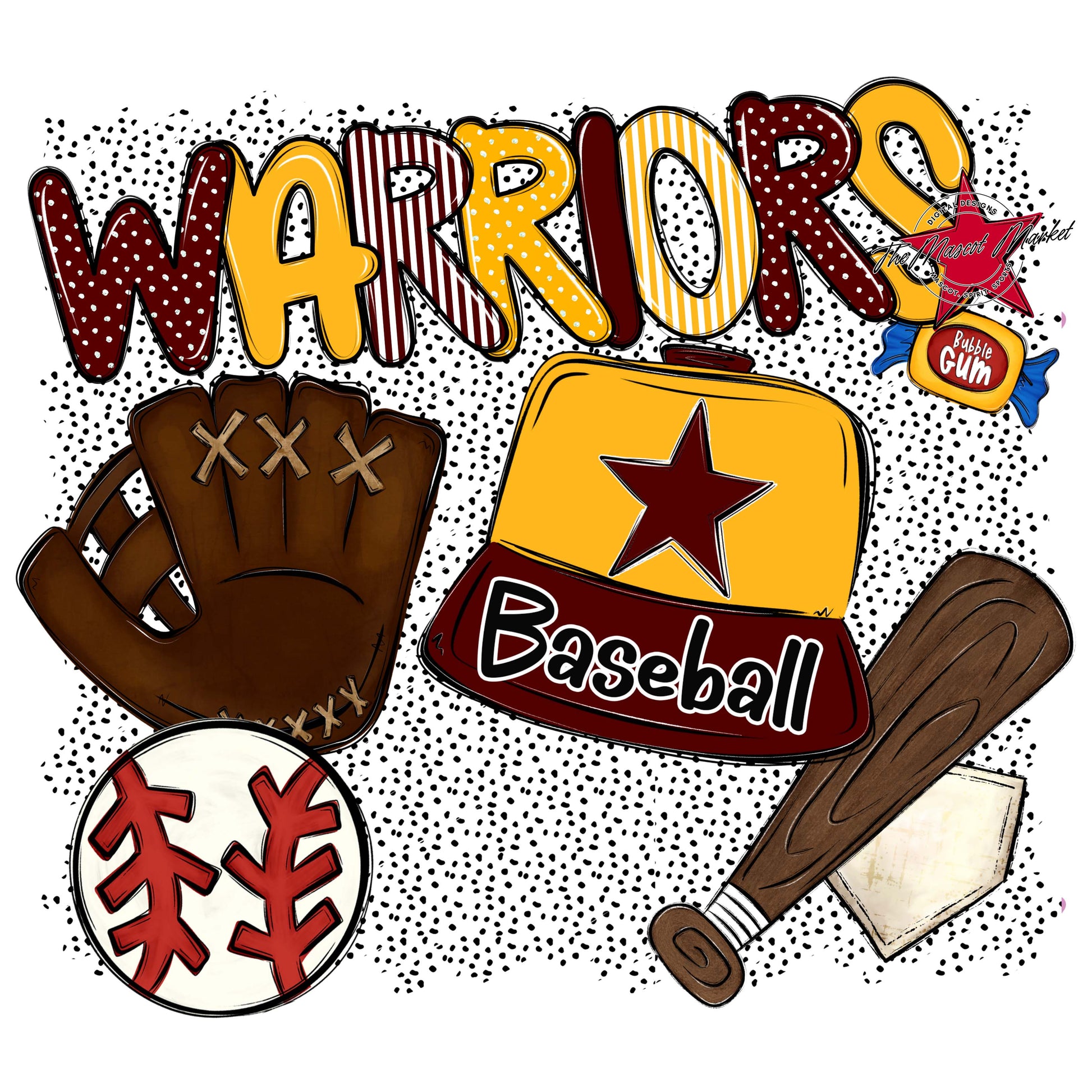 Warriors Baseball Spirit-Maroon & Yellow