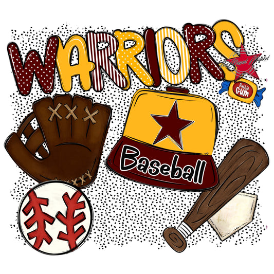 Warriors Baseball Spirit-Maroon & Yellow