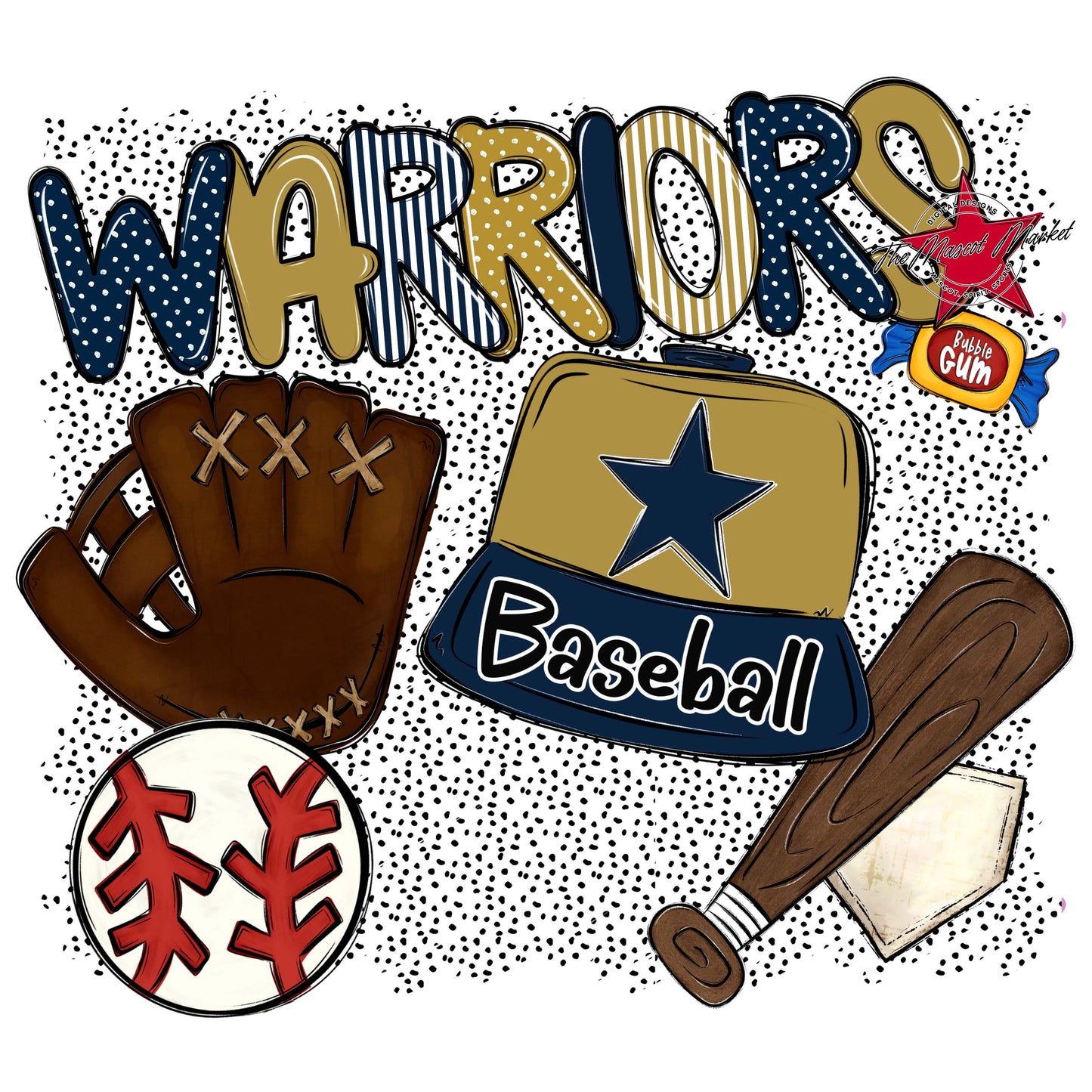 Warriors Baseball Spirit-Navy & Gold
