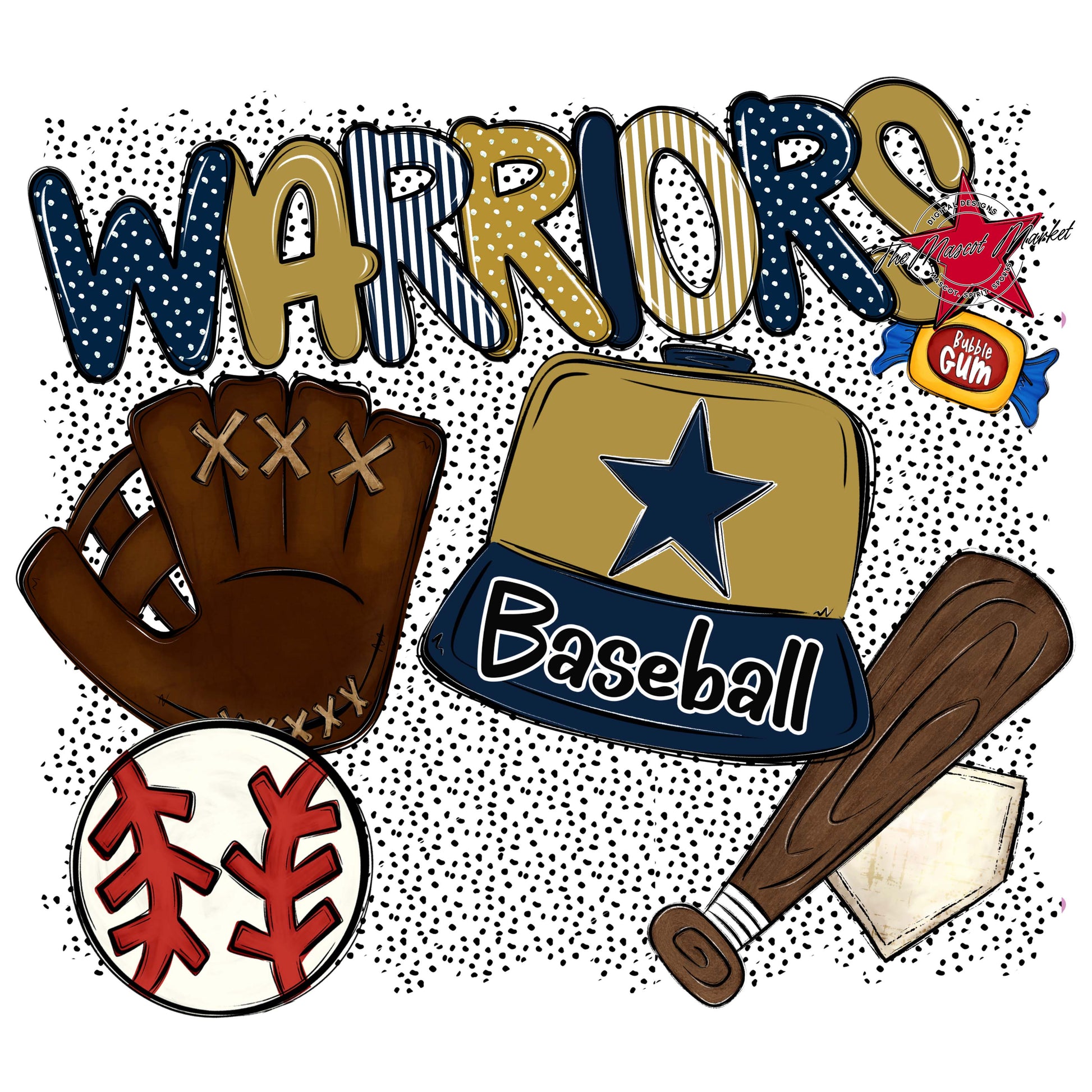 Warriors Baseball Spirit-Navy & Gold