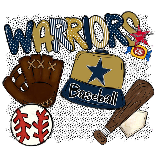 Warriors Baseball Spirit-Navy & Gold