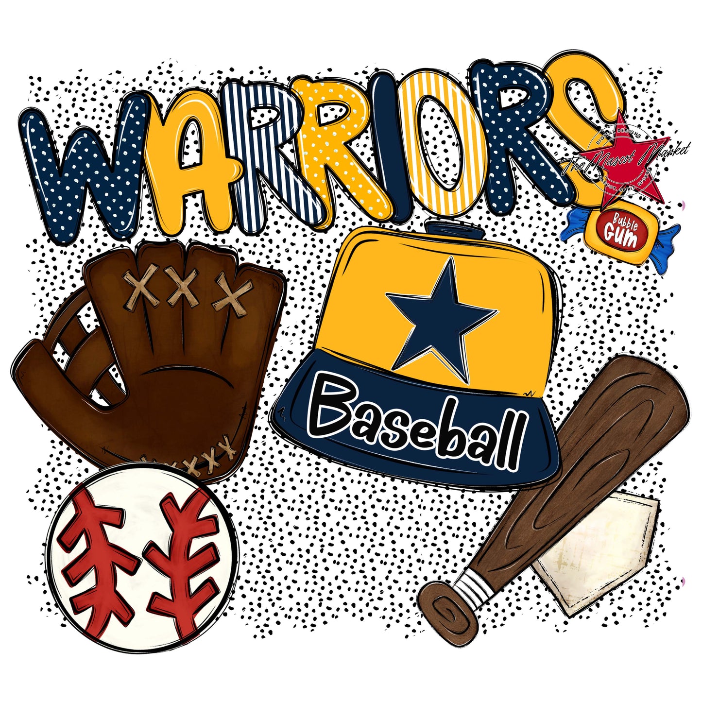Warriors Baseball Spirit-Navy & Yellow