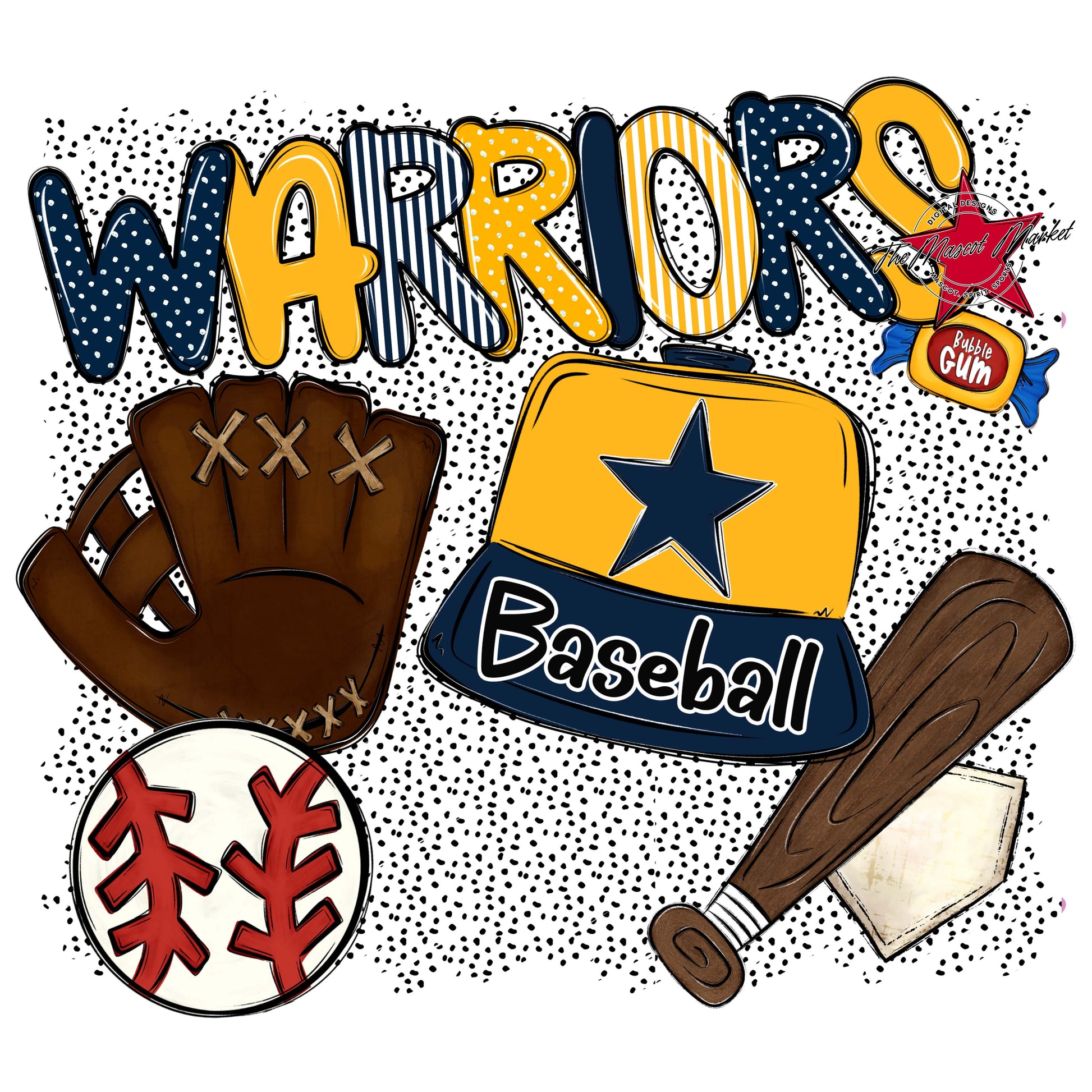 Warriors Baseball Spirit-Navy & Yellow