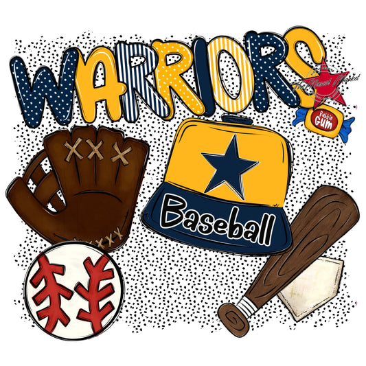 Warriors Baseball Spirit-Navy & Yellow