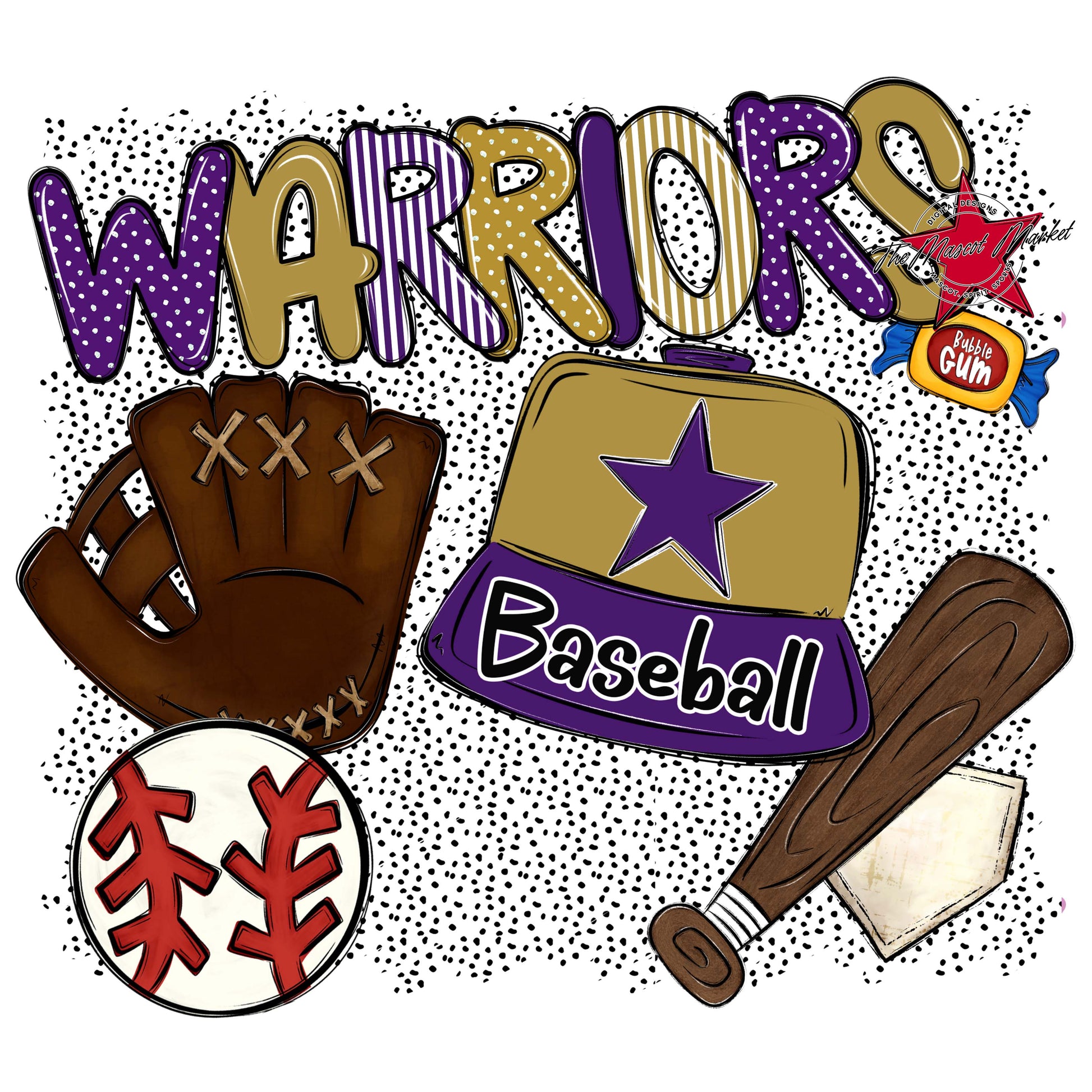 Warriors Baseball Spirit-Purple & Gold