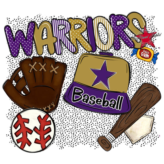 Warriors Baseball Spirit-Purple & Gold