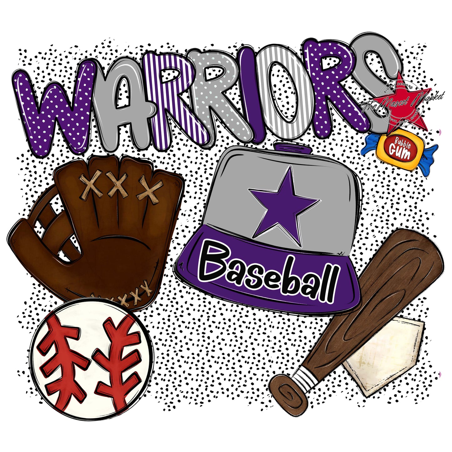 Warriors Baseball Spirit-Purple & Grey