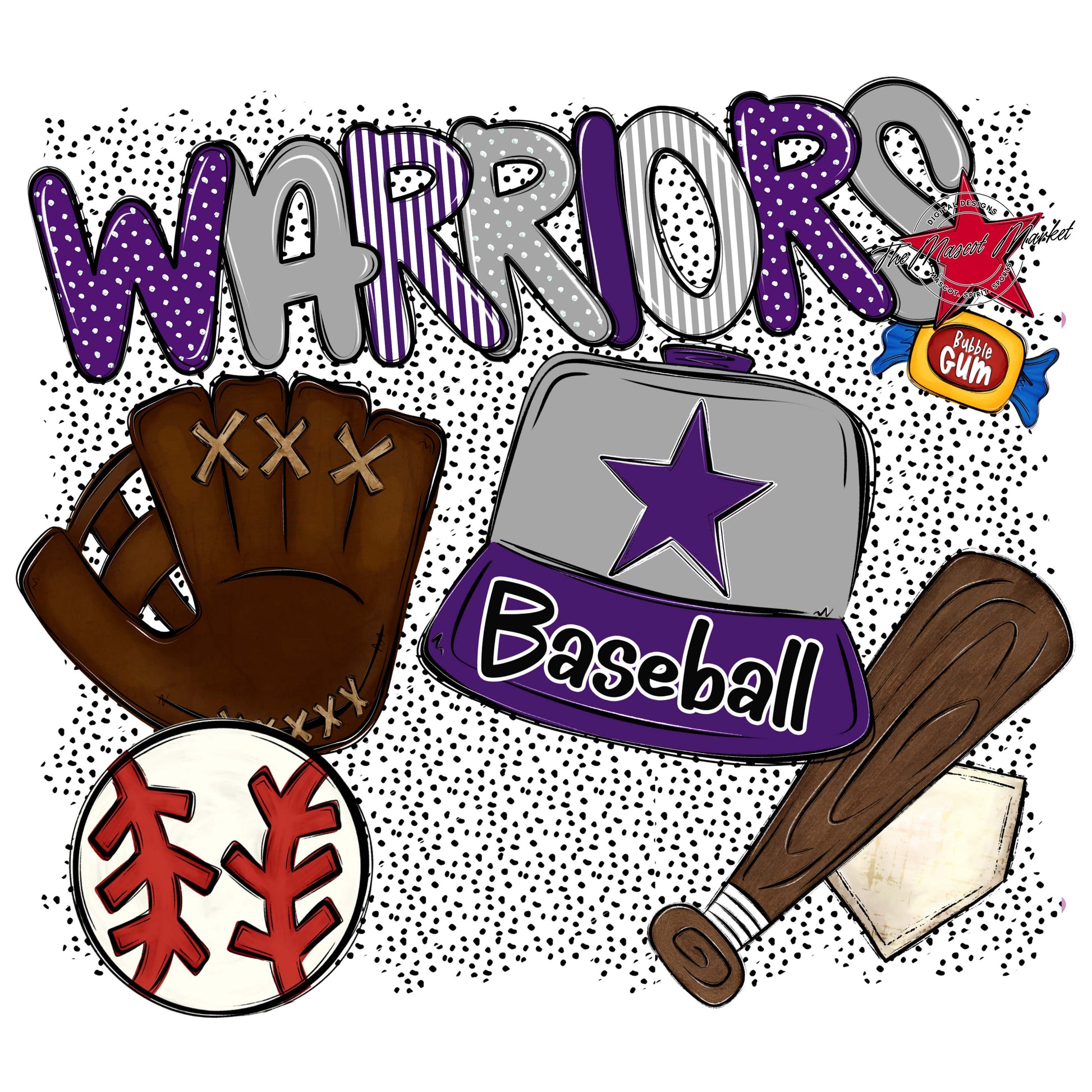 Warriors Baseball Spirit-Purple & Grey