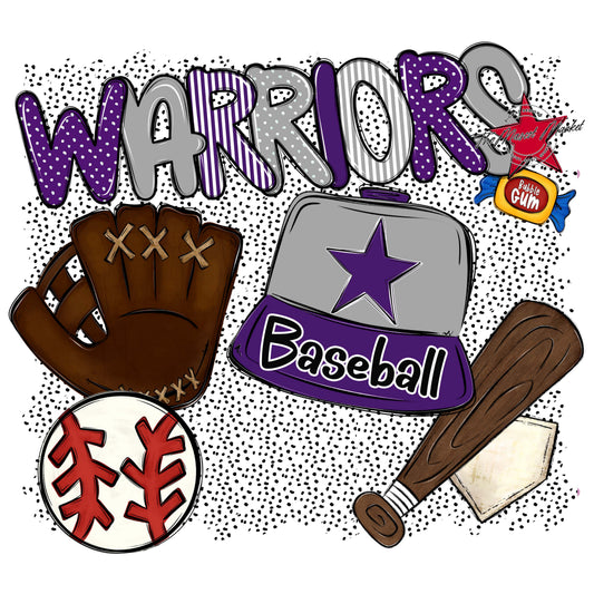 Warriors Baseball Spirit-Purple & Grey