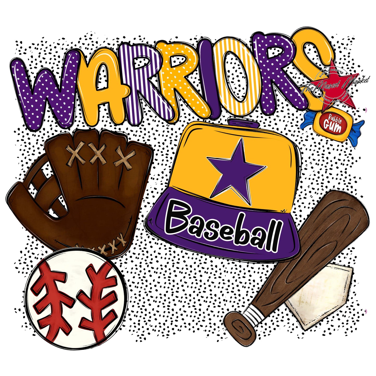 Warriors Baseball Spirit-Purple & Yellow