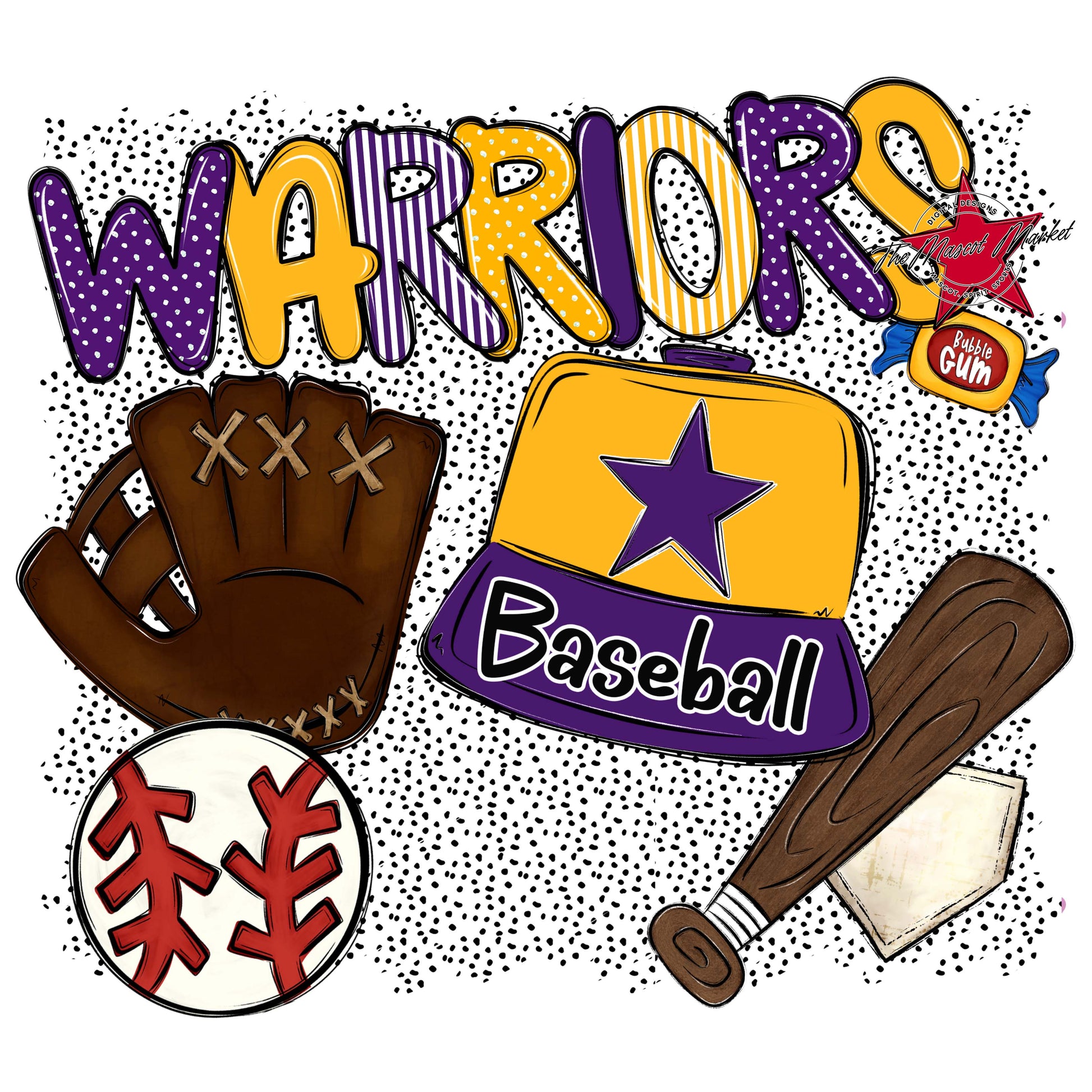 Warriors Baseball Spirit-Purple & Yellow
