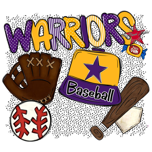 Warriors Baseball Spirit-Purple & Yellow