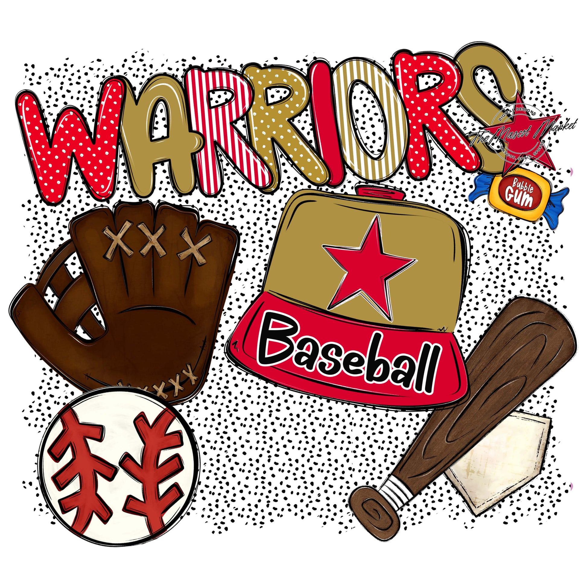 Warriors Baseball Spirit-Red & Gold