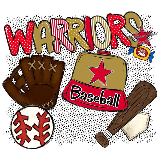 Warriors Baseball Spirit-Red & Gold