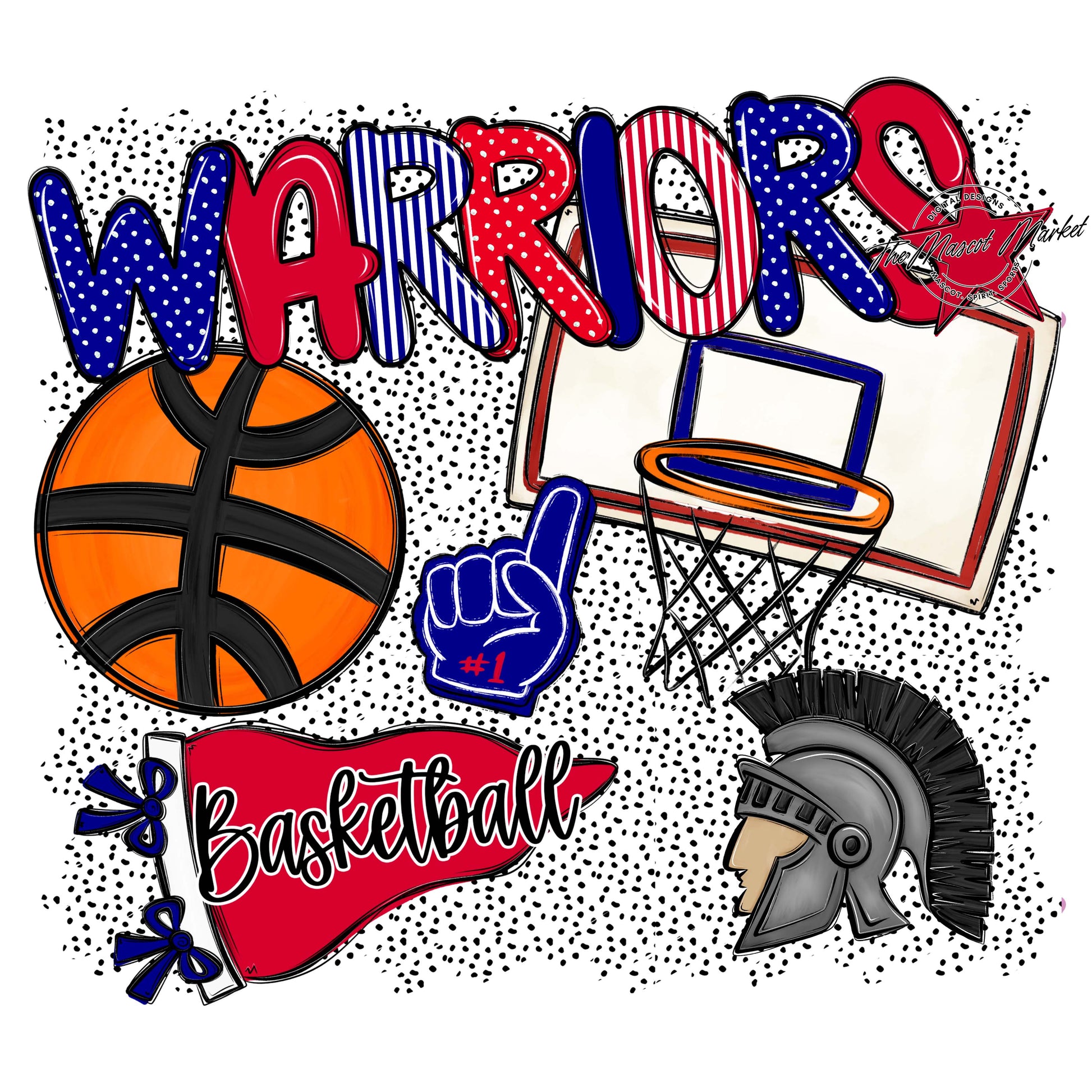 Warriors Basketball Spirit-Blue & Red