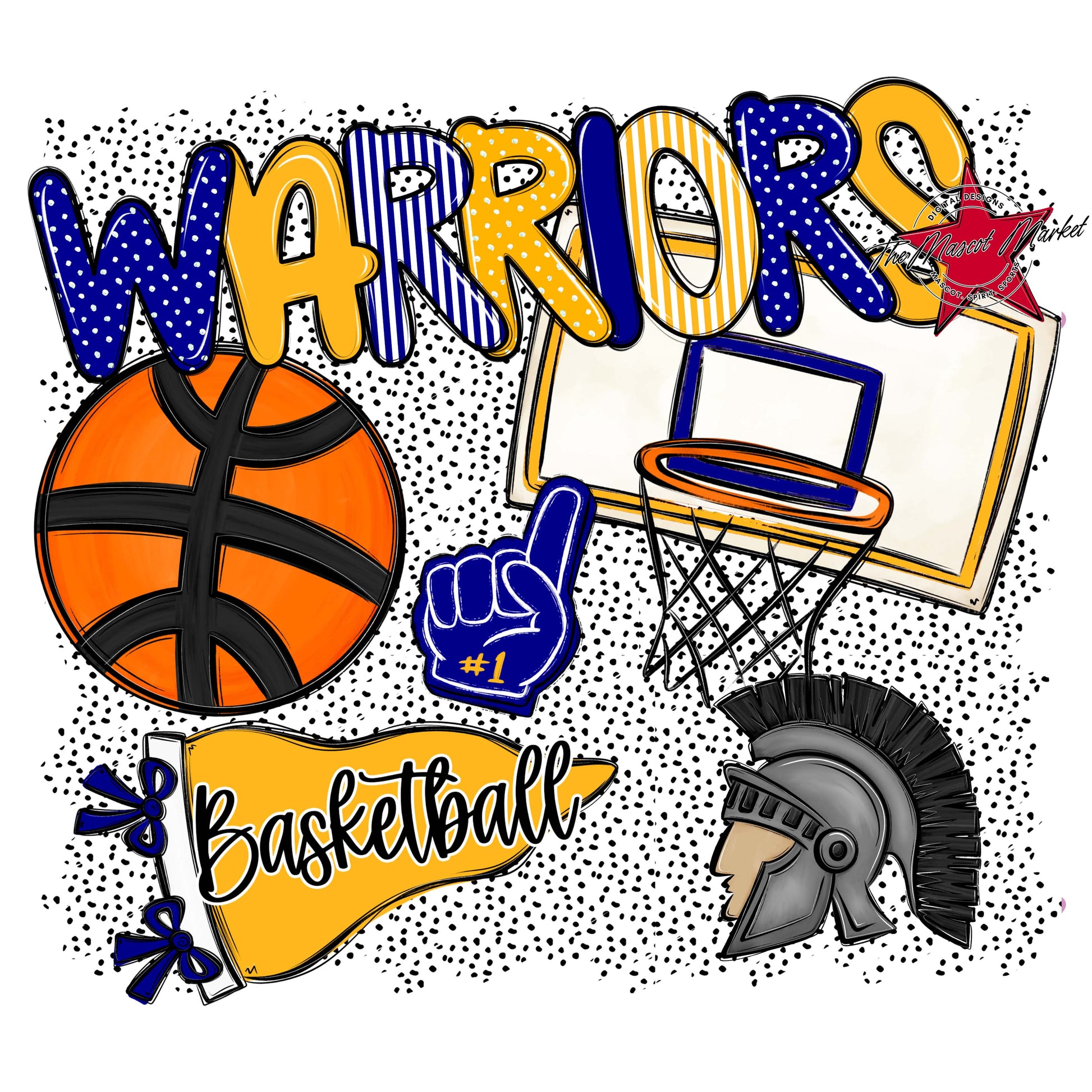 Warriors Basketball Spirit-Blue & Yellow