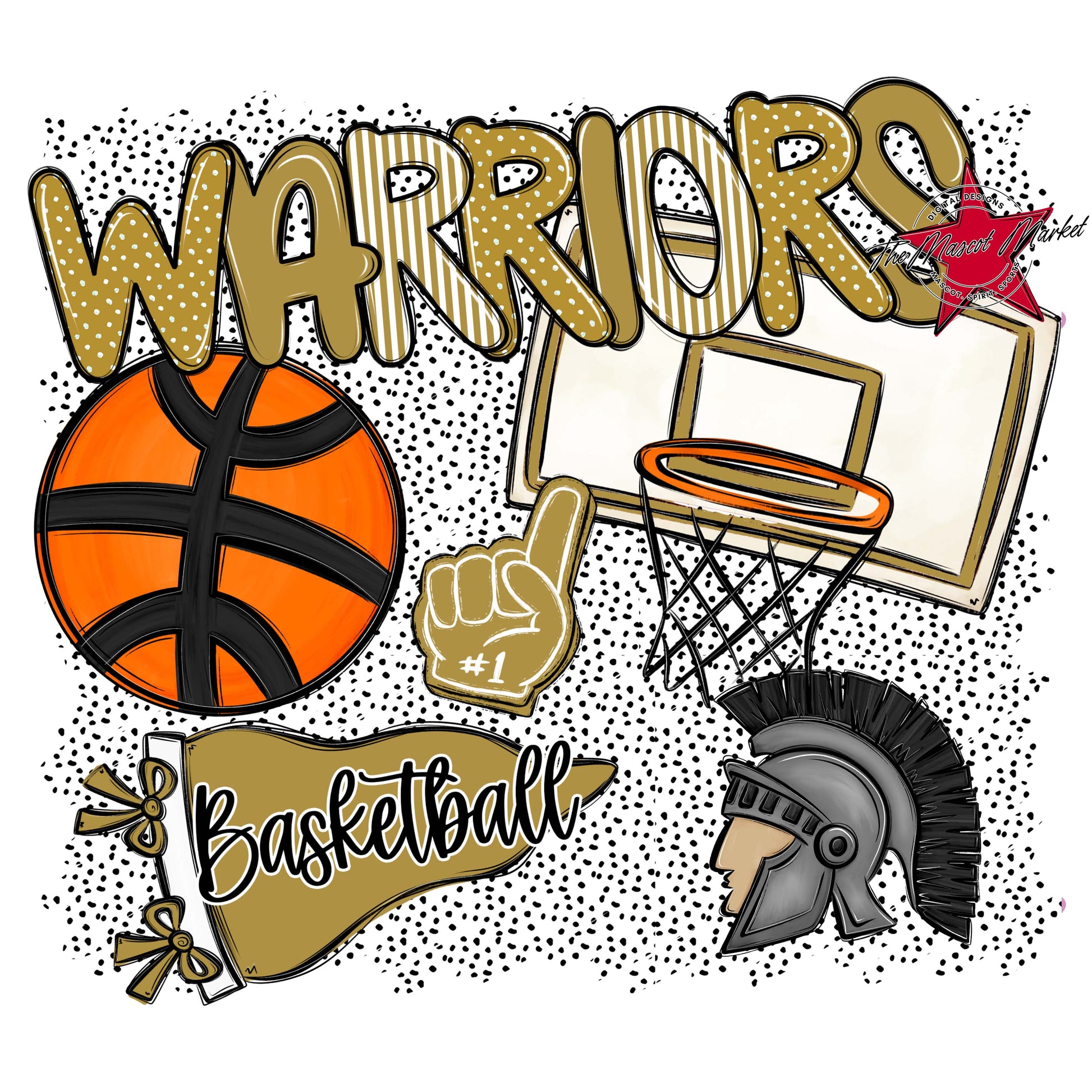Warriors Basketball Spirit-Gold