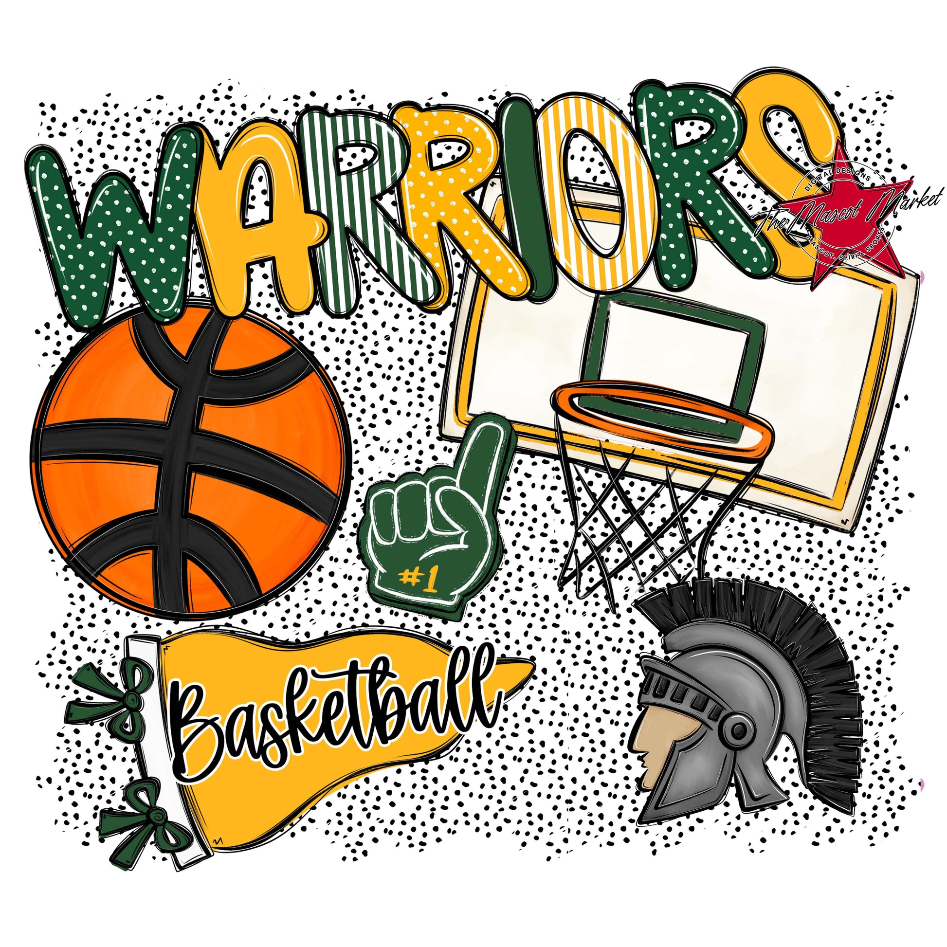 Warriors Basketball Spirit-Green & Yellow