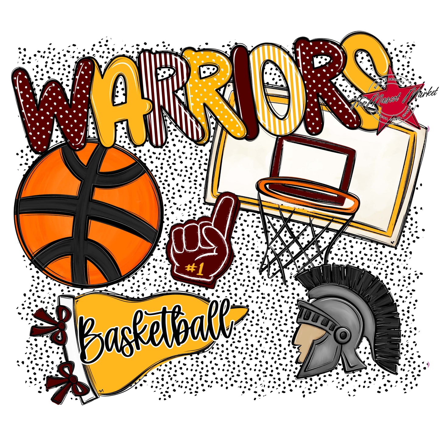 Warriors Basketball Spirit-Maroon & Yellow