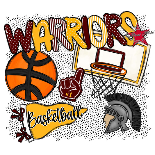 Warriors Basketball Spirit-Maroon & Yellow