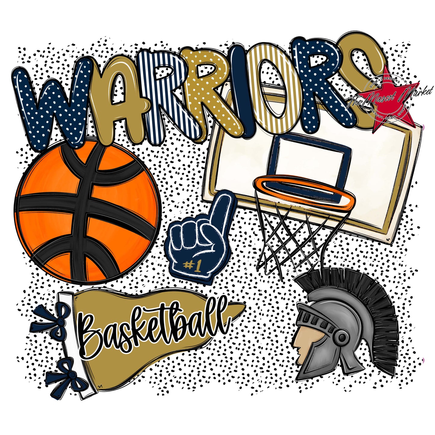 Warriors Basketball Spirit-Navy & Gold