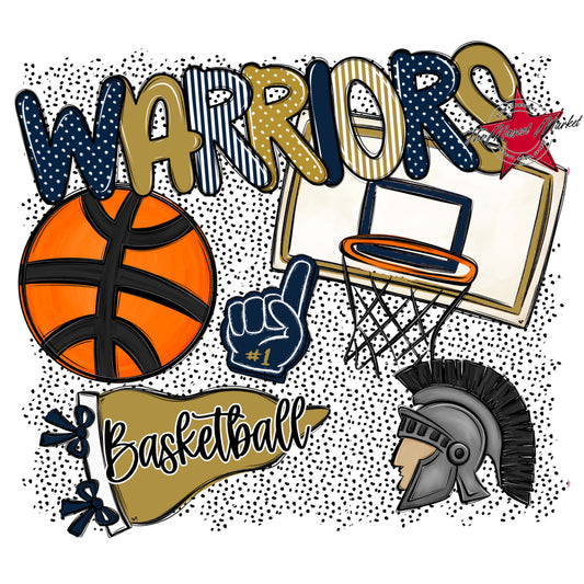 Warriors Basketball Spirit-Navy & Gold