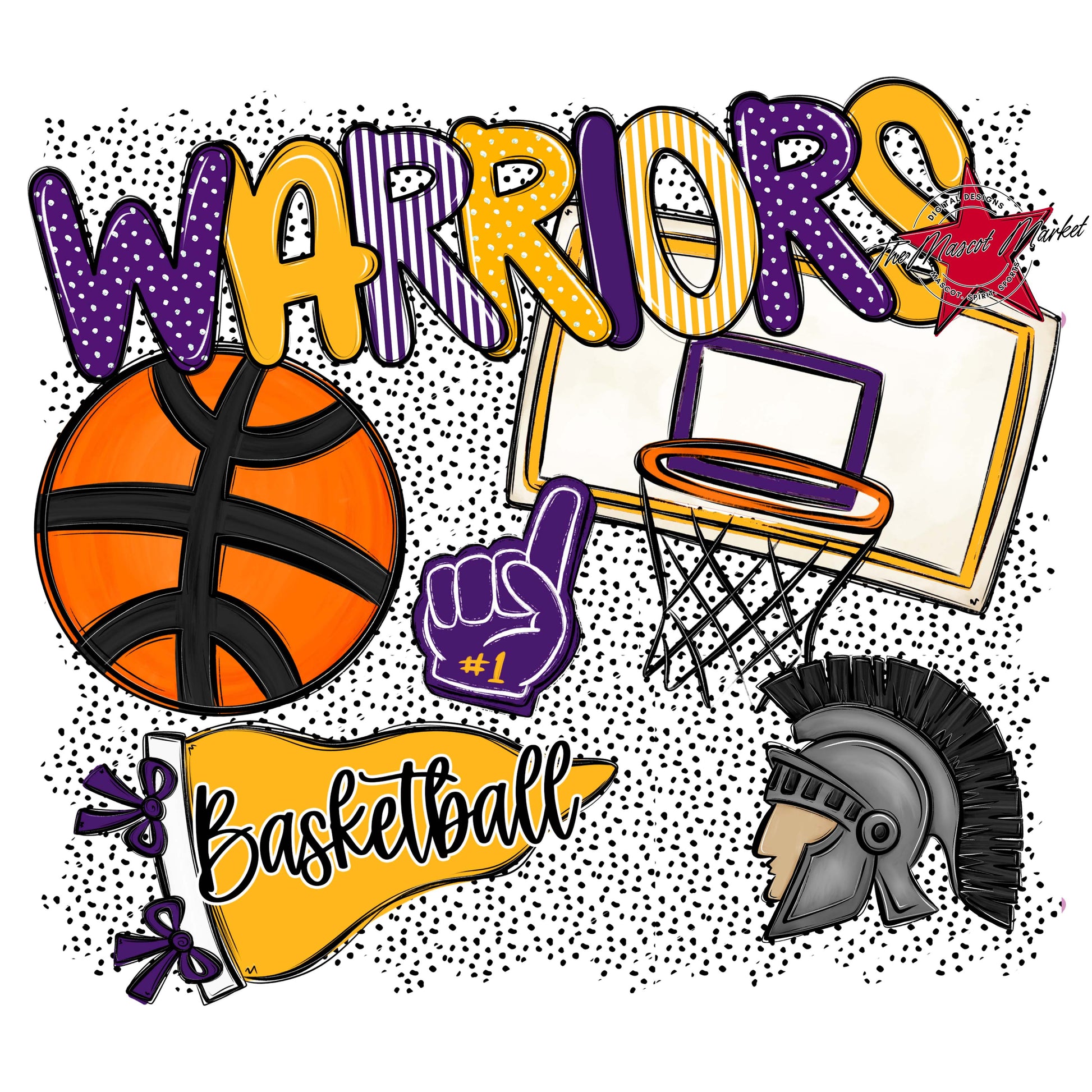 Warriors Basketball Spirit-Purple & Yellow