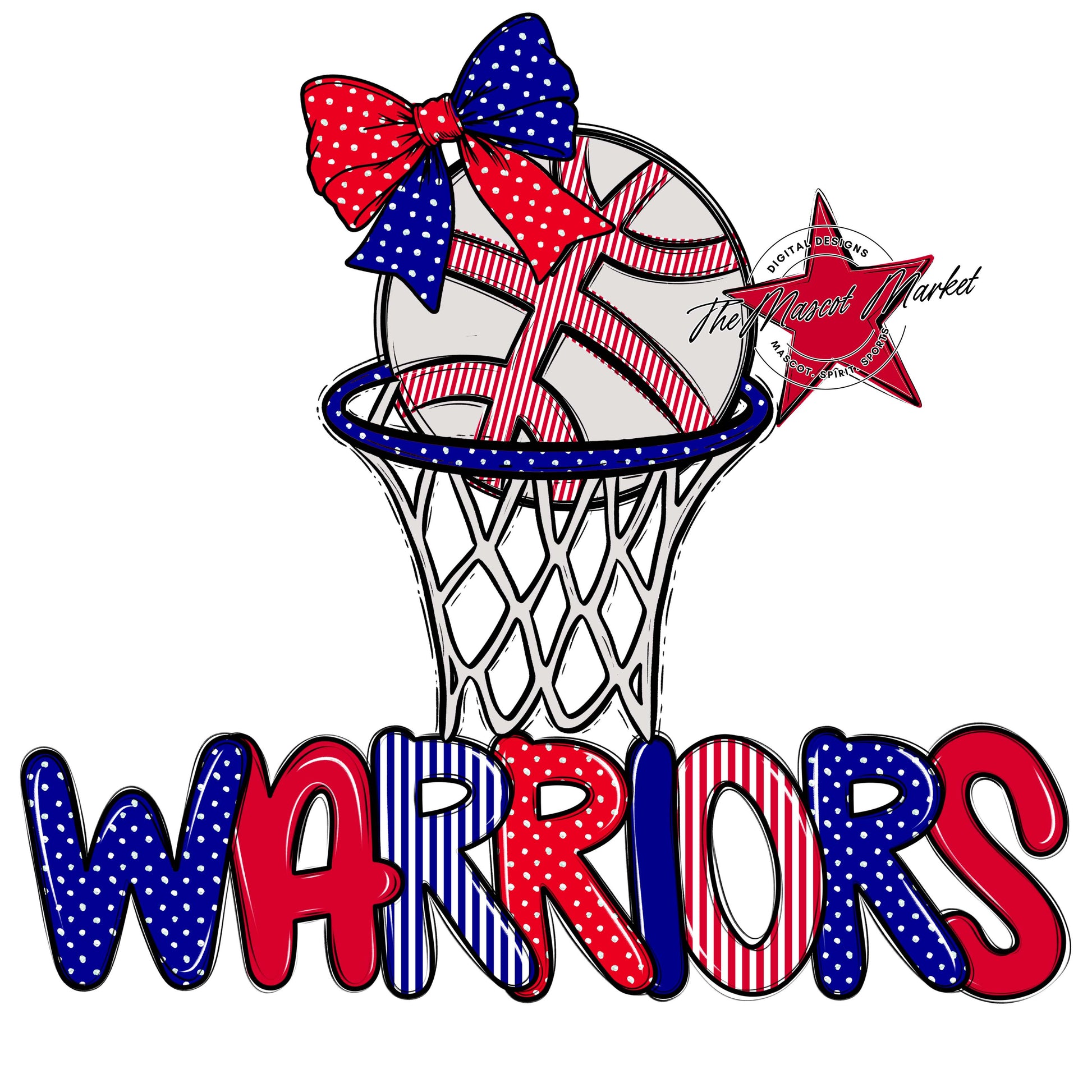 Warriors Basketball Spirit Design-Blue & Red