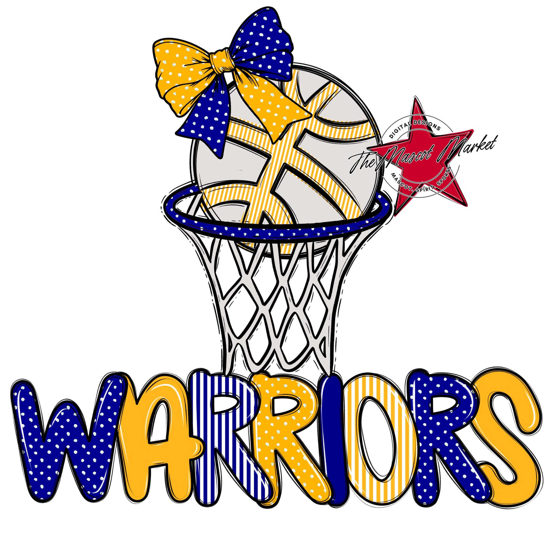Warriors Basketball Spirit Design-Blue & Yellow