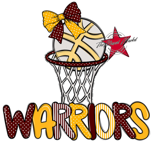 Warriors Basketball Spirit Design-Maroon & Yellow