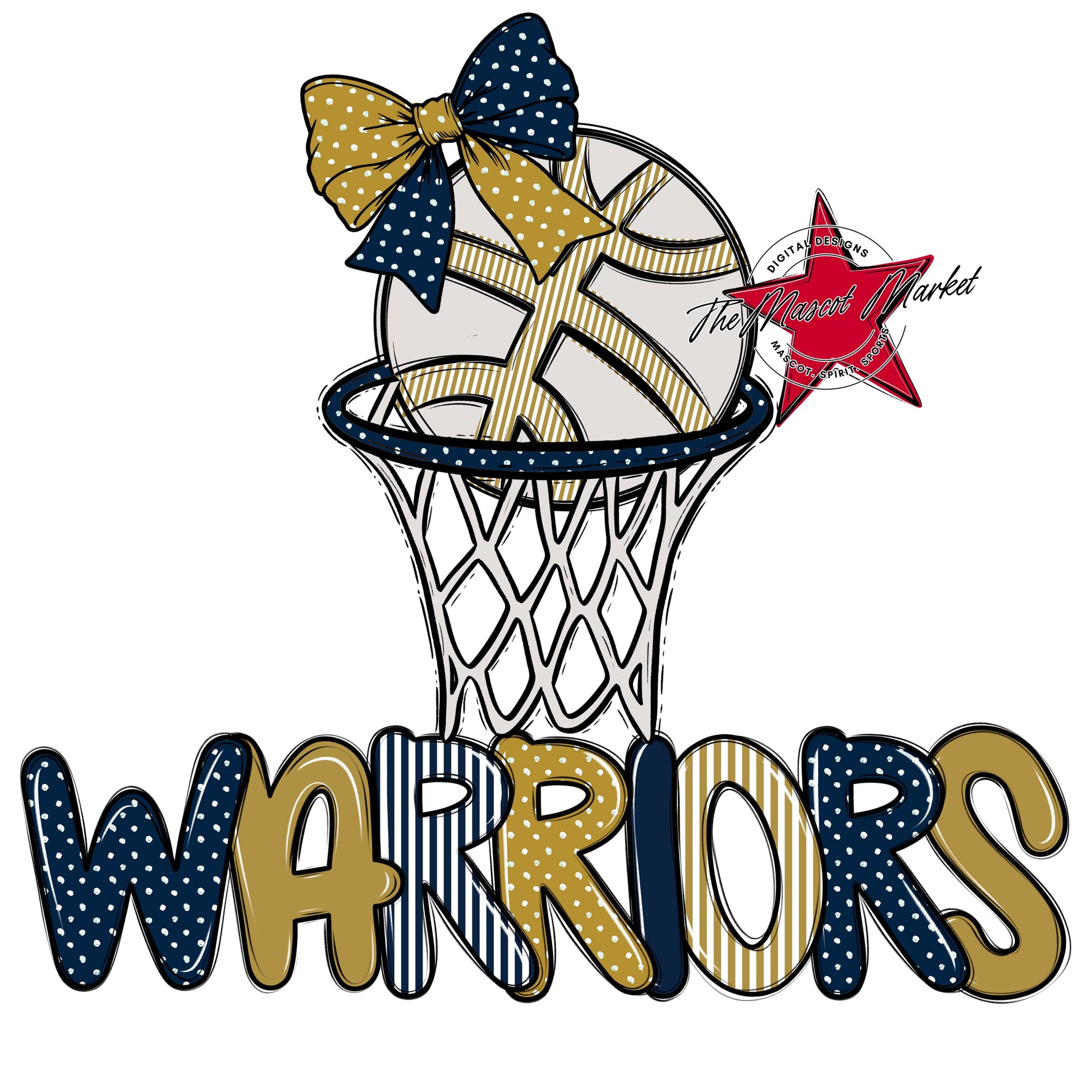 Warriors Basketball Spirit Design-Navy & Gold
