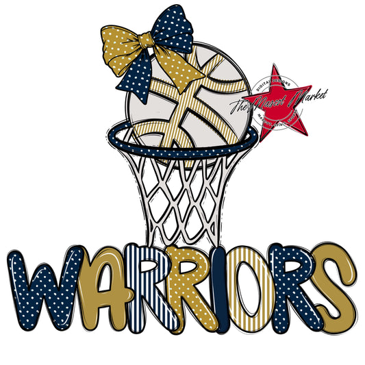 Warriors Basketball Spirit Design-Navy & Gold