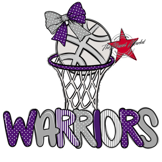 Warriors Basketball Spirit Design-Purple & Grey
