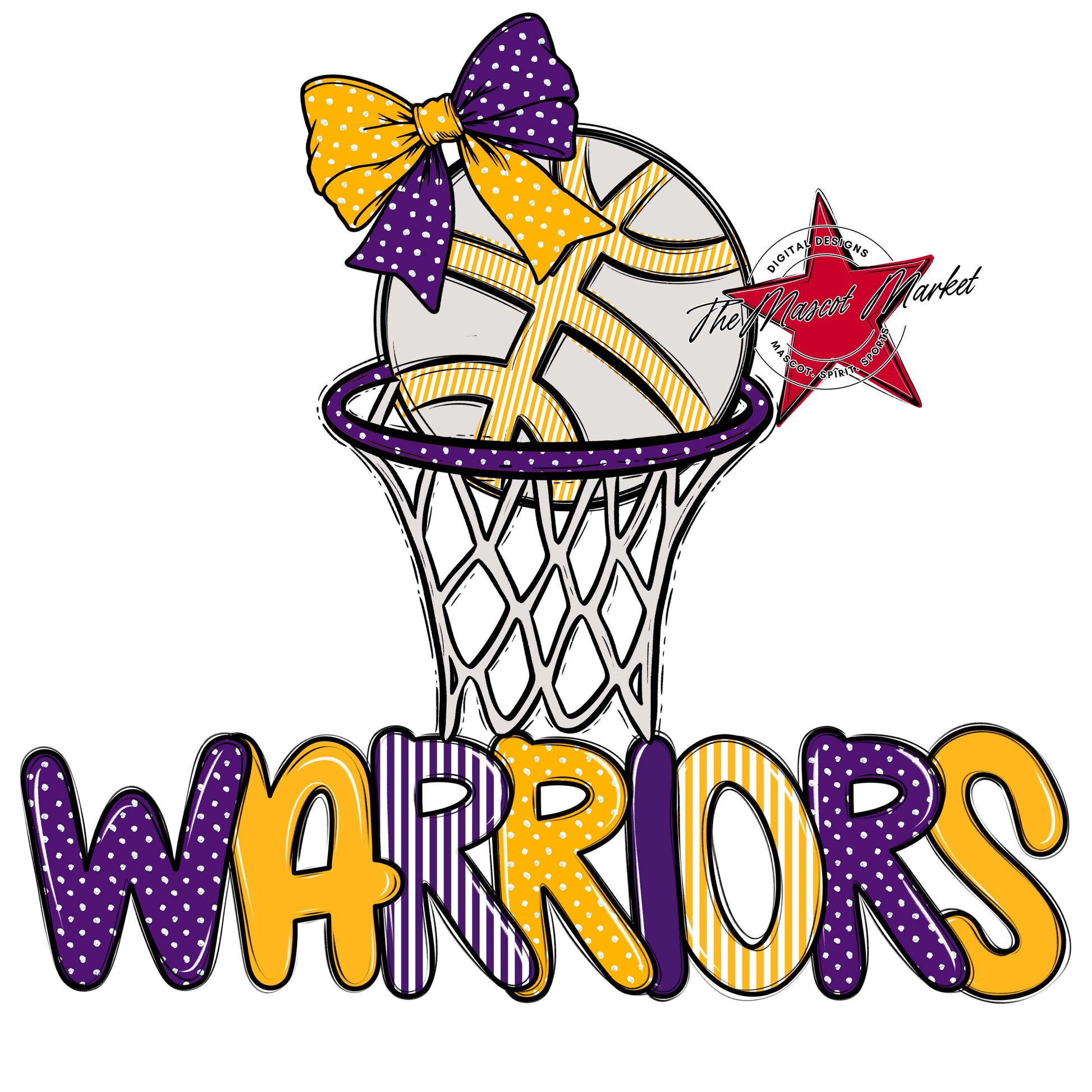 Warriors Basketball Spirit Design-Purple & Yellow