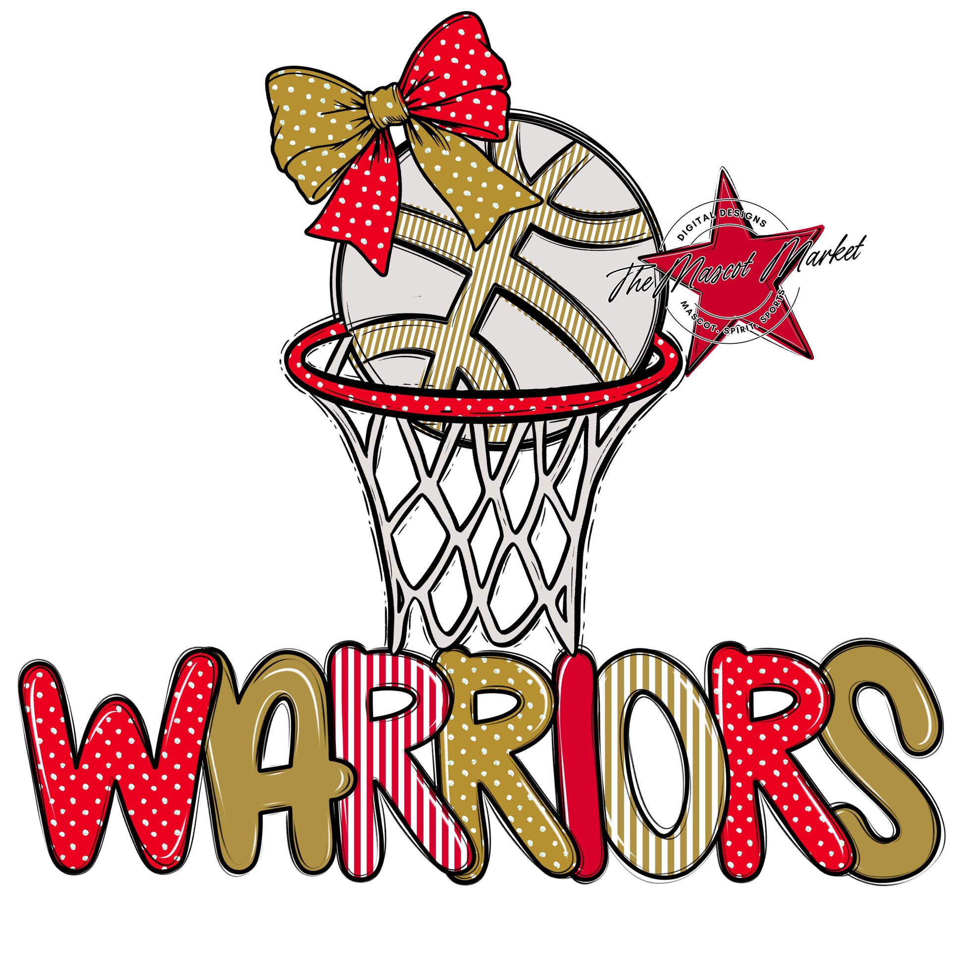 Warriors Basketball Spirit Design-Red & Gold