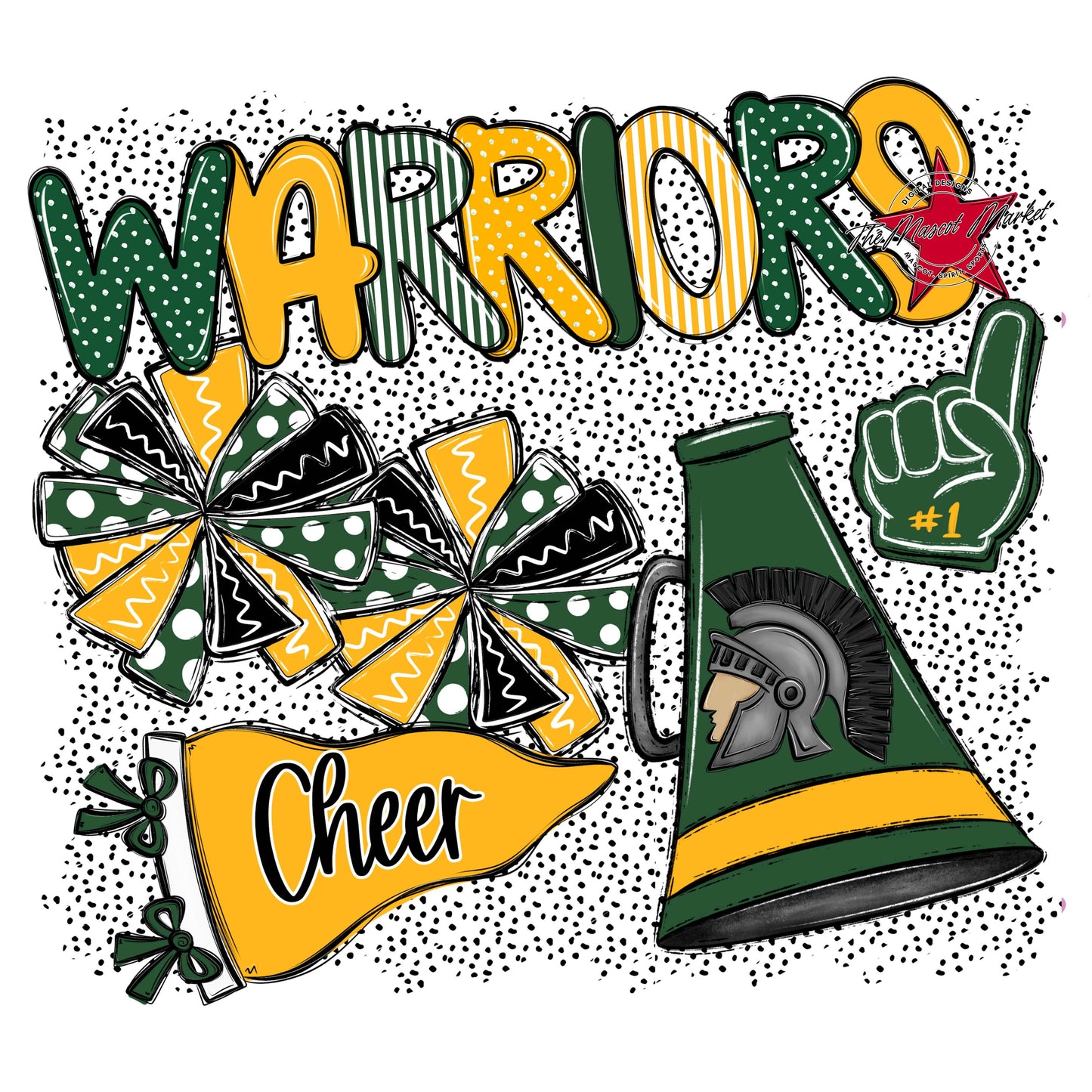 Warriors Cheer Spirit-Green & Yellow