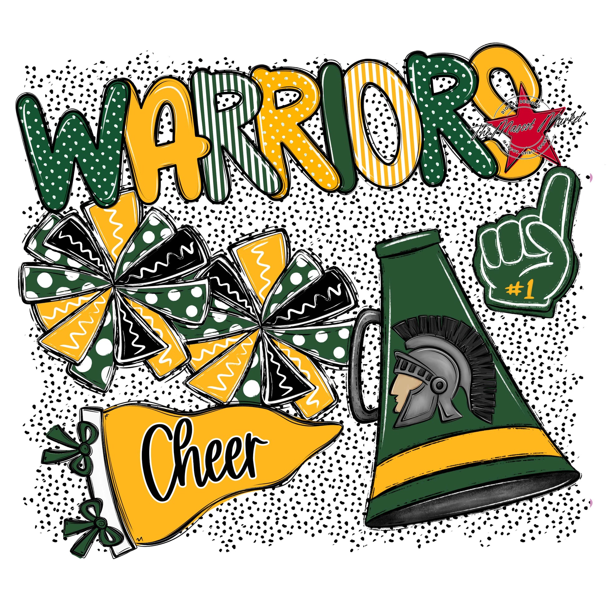 Warriors Cheer Spirit-Green & Yellow