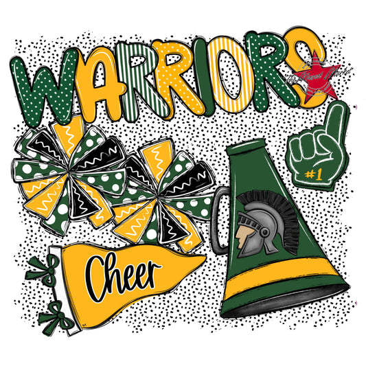 Warriors Cheer Spirit-Green & Yellow