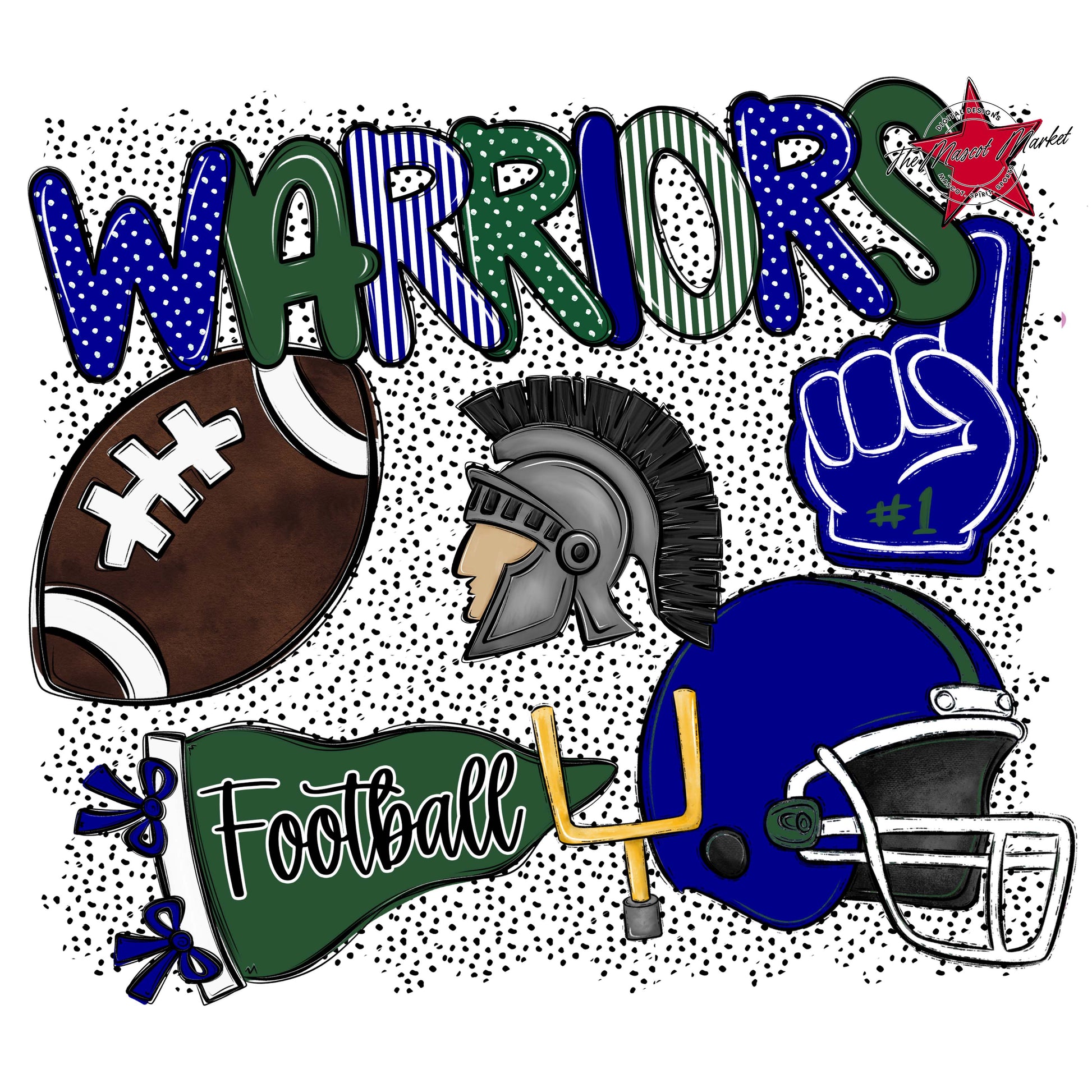 Warriors Football Spirit-Blue & Green