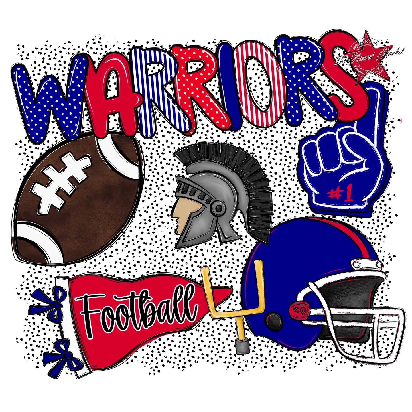 Warriors Football Spirit-Blue & Red