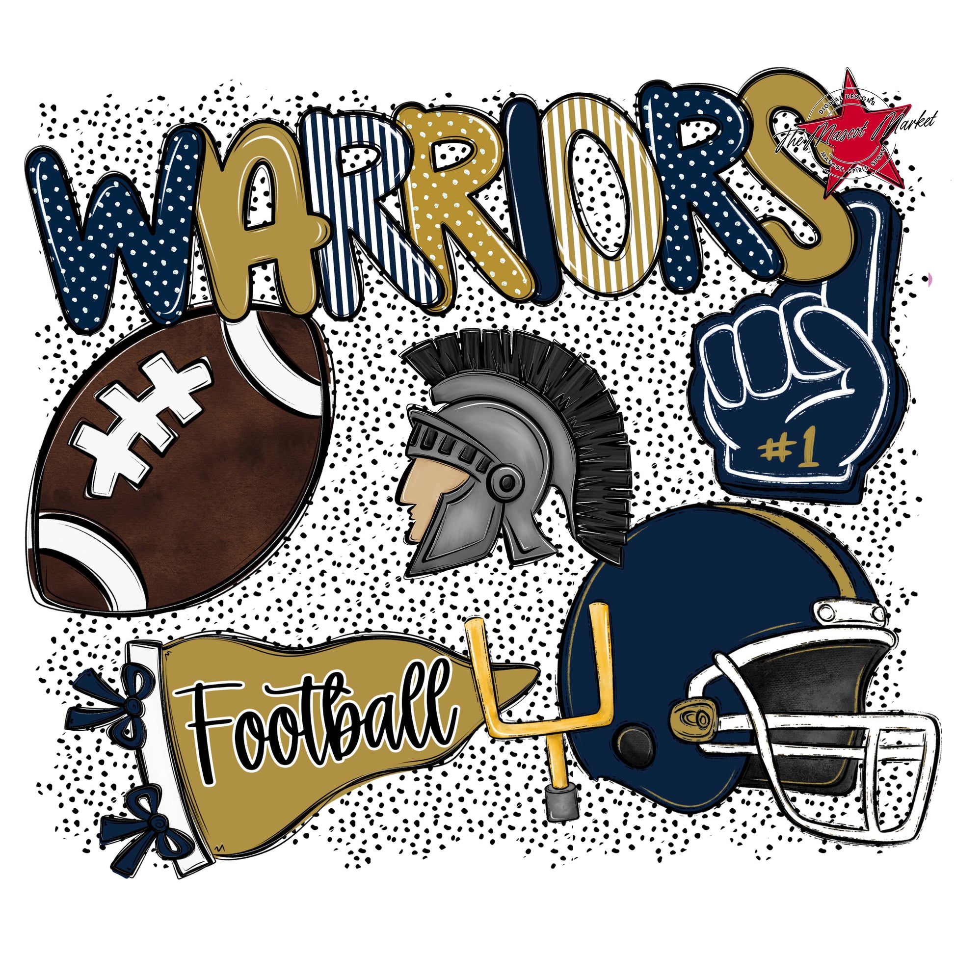 Warriors Football Spirit-Navy & Gold