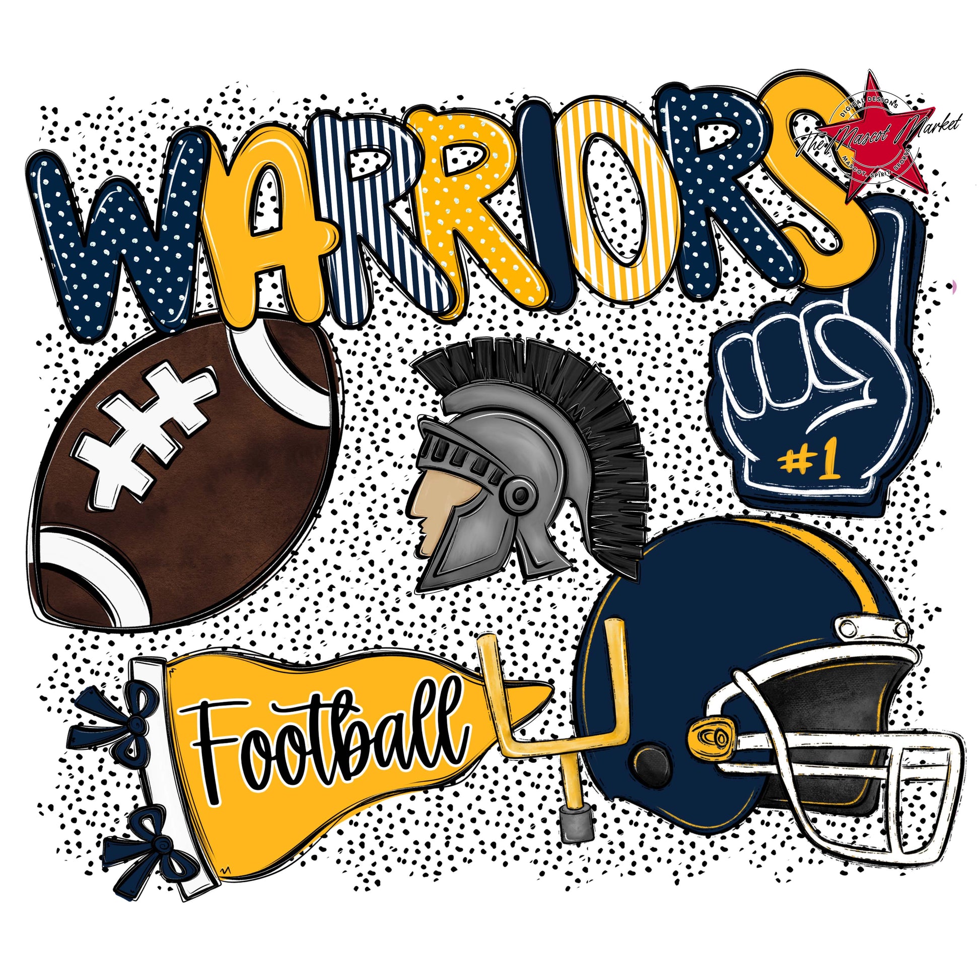 Warriors Football Spirit-Navy & Yellow