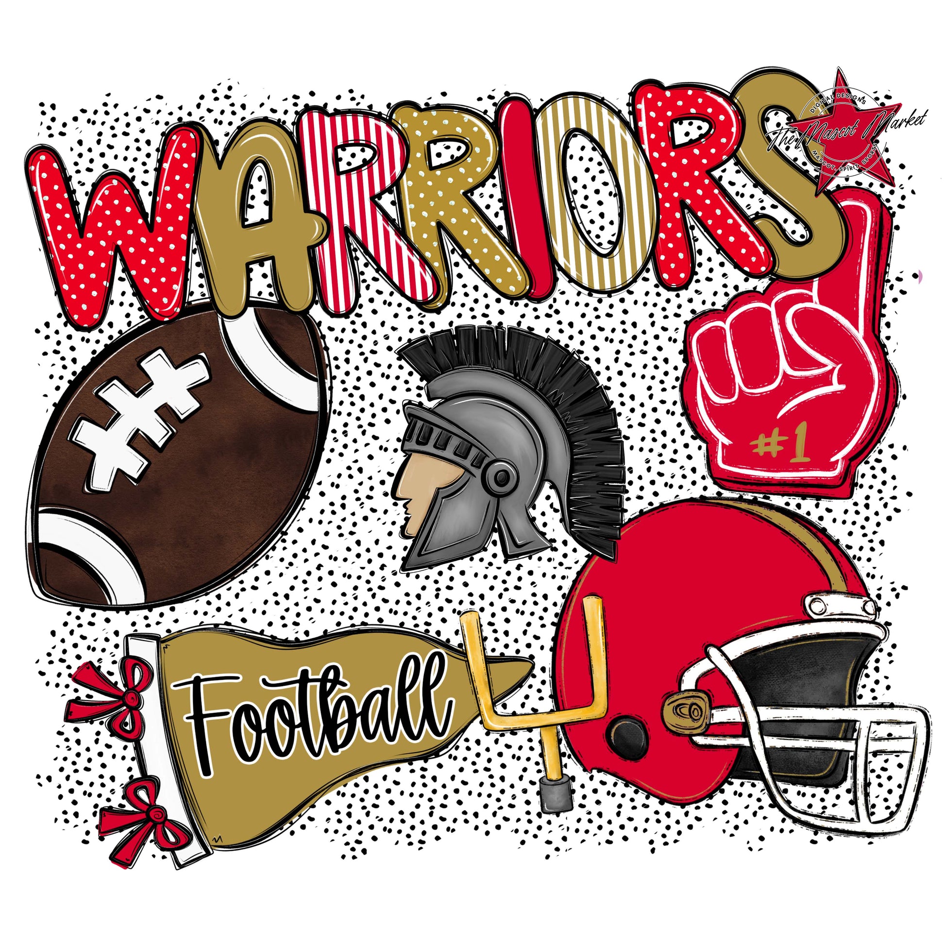 Warriors Football Spirit-Red & Gold