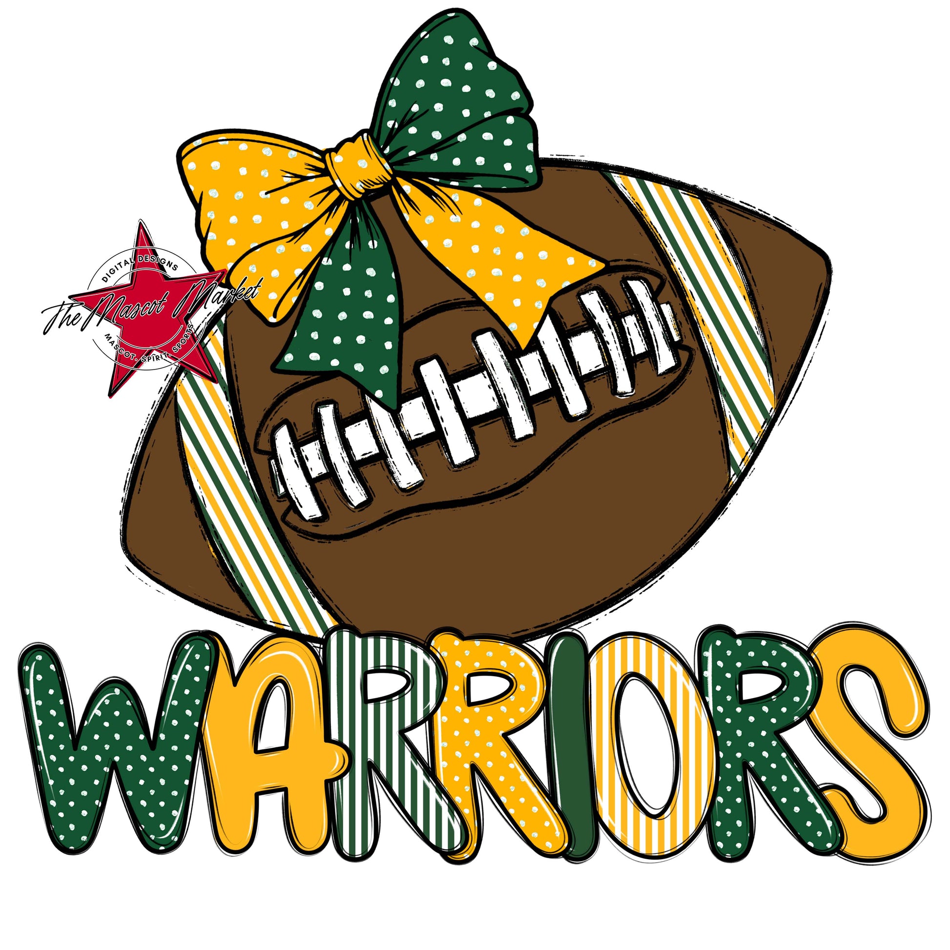 Warriors Football Spirit Design-Green & Yellow