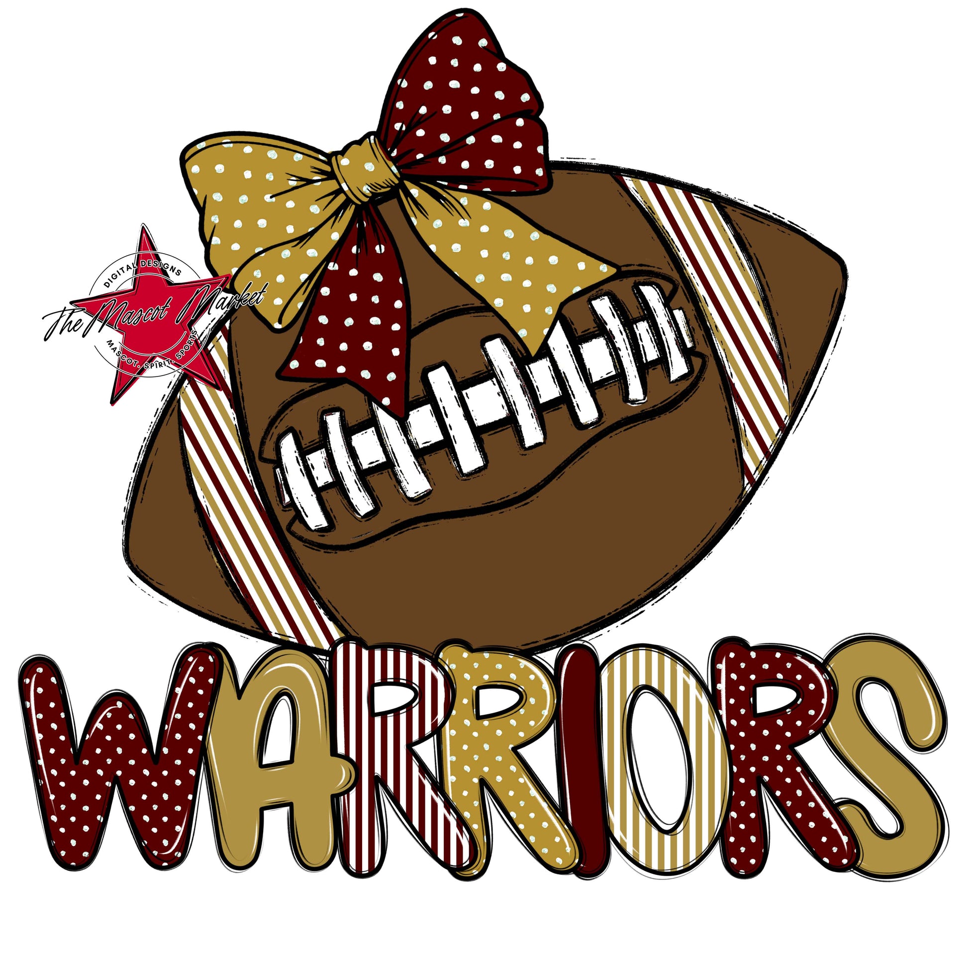 Warriors Football Spirit Design-Maroon & Gold