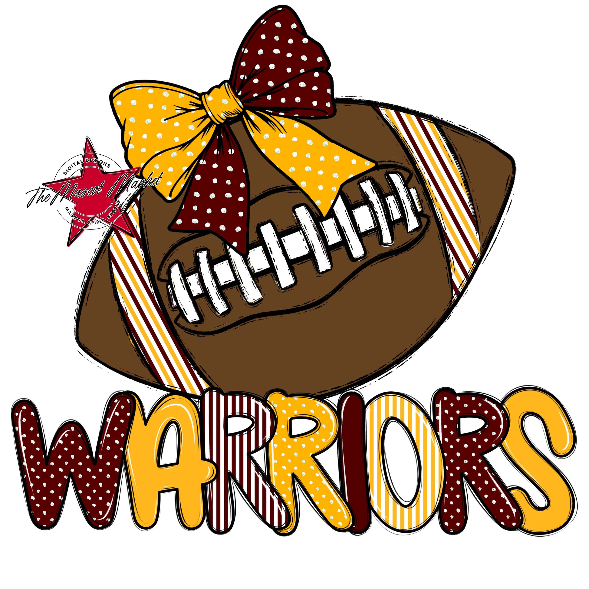 Warriors Football Spirit Design-Maroon & Yellow