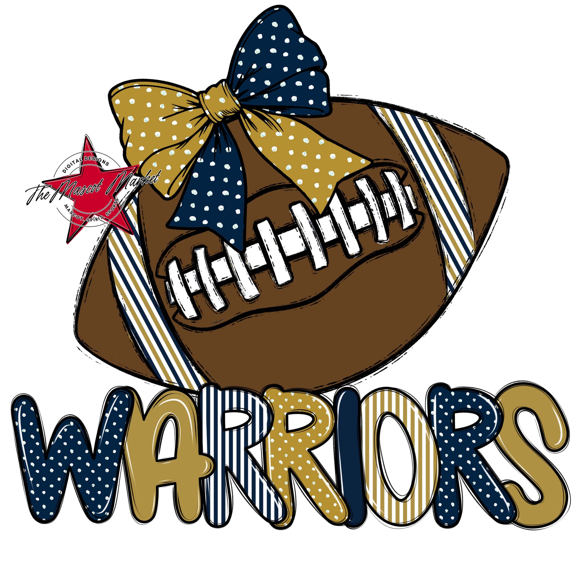 Warriors Football Spirit Design-Navy & Gold
