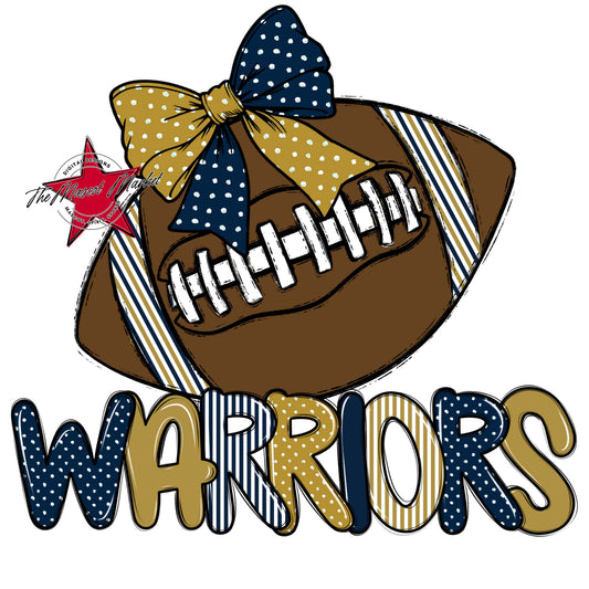 Warriors Football Spirit Design-Navy & Gold