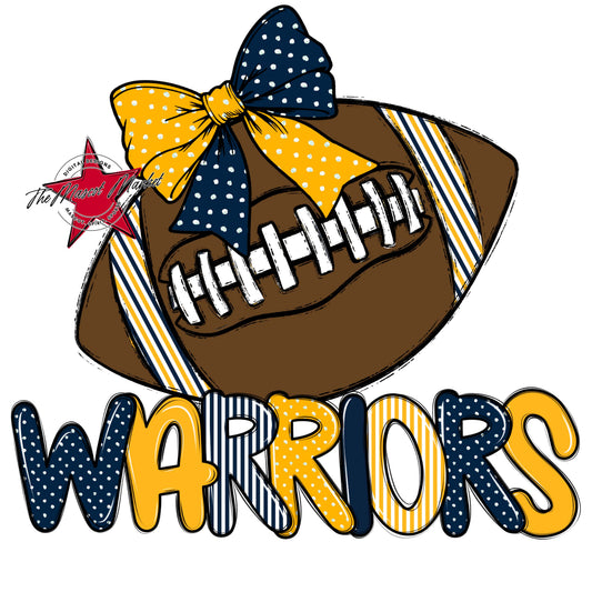 Warriors Football Spirit Design-Navy & Yellow